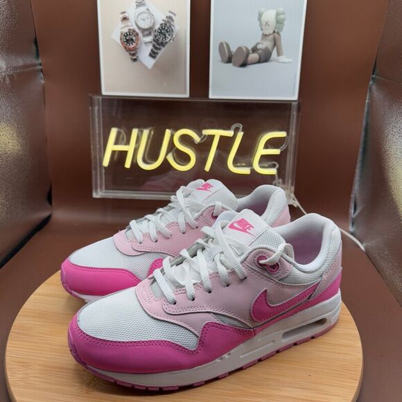 Nike Air Max 1 (GS) Shoes Big Kid’s SZ 6.5Y White/Playful Pink Foam - Picture 2 of 10